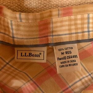 L.L. Bean Pink and Tan Plaid Button-Down Shirt